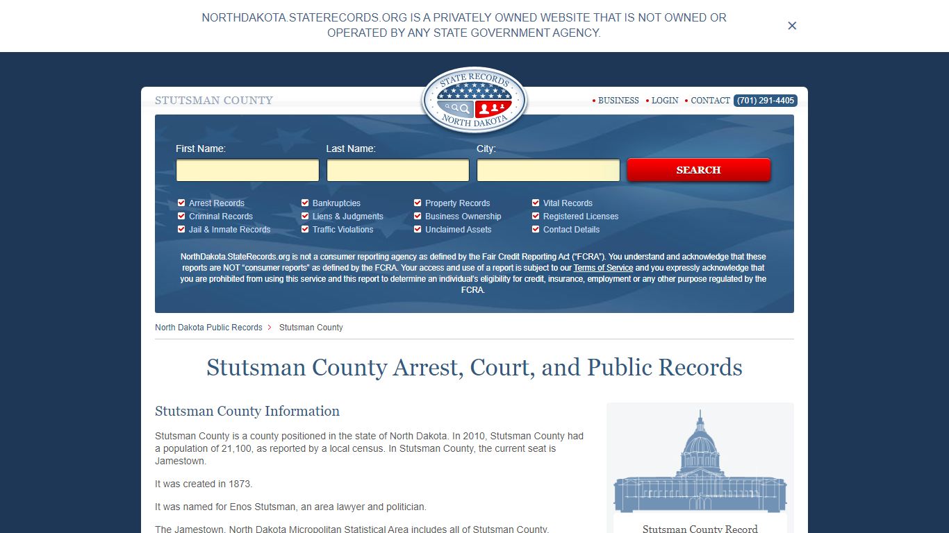 Stutsman County Arrest, Court, and Public Records