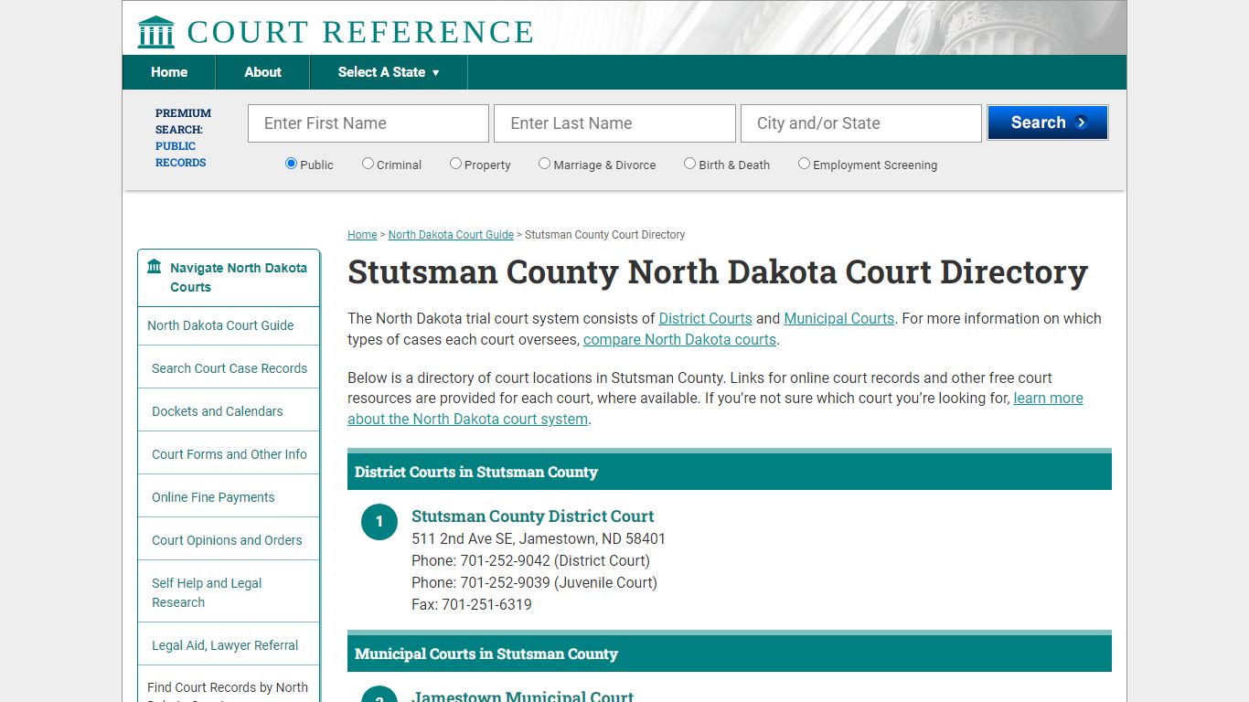 Stutsman County North Dakota Court Directory ...